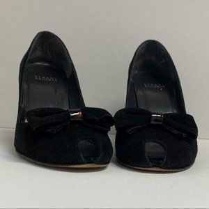 Stuart Weitzman Black Leather Tortoise Wedge Heel